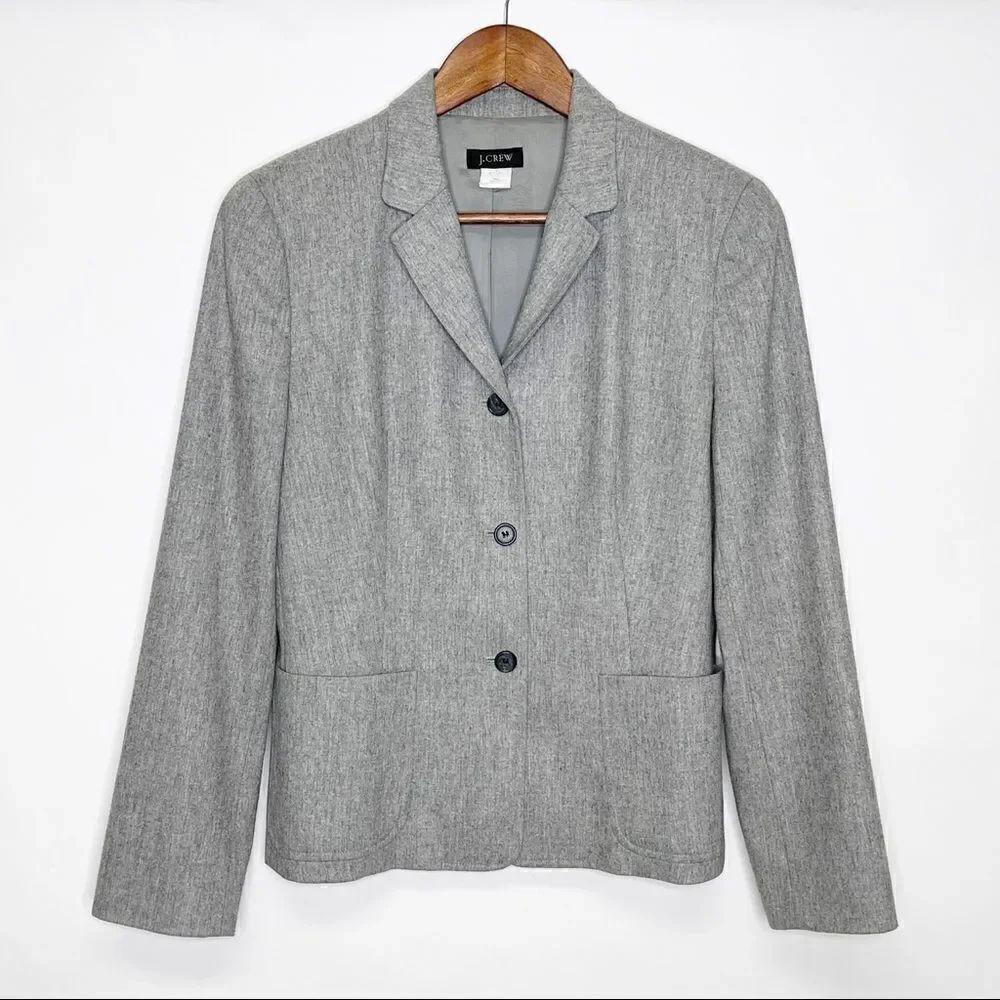 J. Crew Wool Blazer Gray 3 Button Size 6
